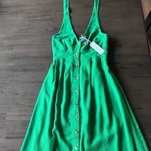 Gilli Emerald Green Backless Button-Front Dress